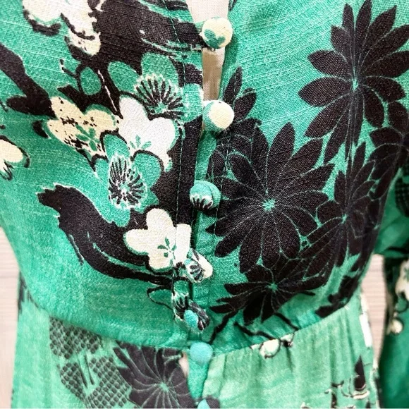 FREE PEOPLE Mixed Print Twist Dress in Green - Picture 8 of 10